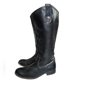 Frye Melissa Button Black Leather Over-The-Knee Riding Boots 8.5